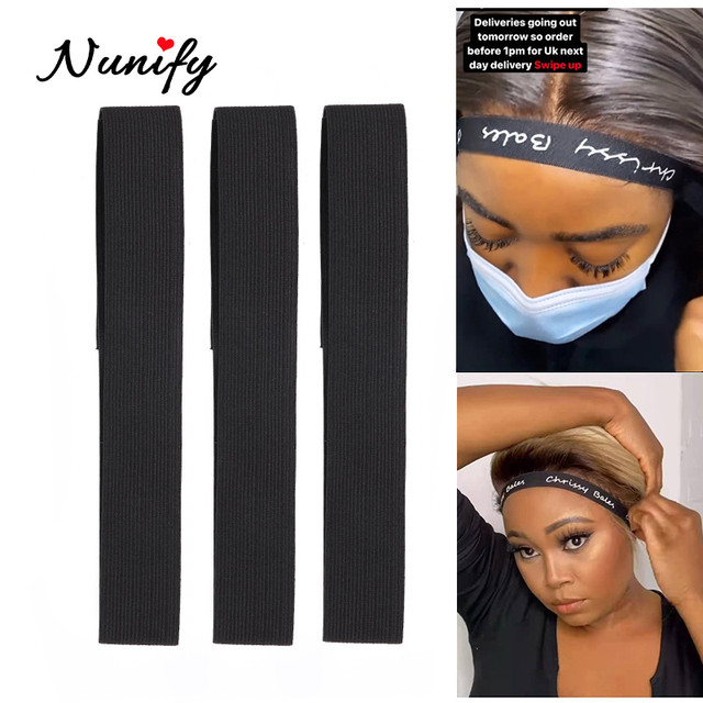 Nunify 5Pcs/Lot Edge Elastic Band Black Edges Hair Wrap For Baby Hair, Wig  Hair Band With Velcro Adjustable Edge Laying Band - AliExpress